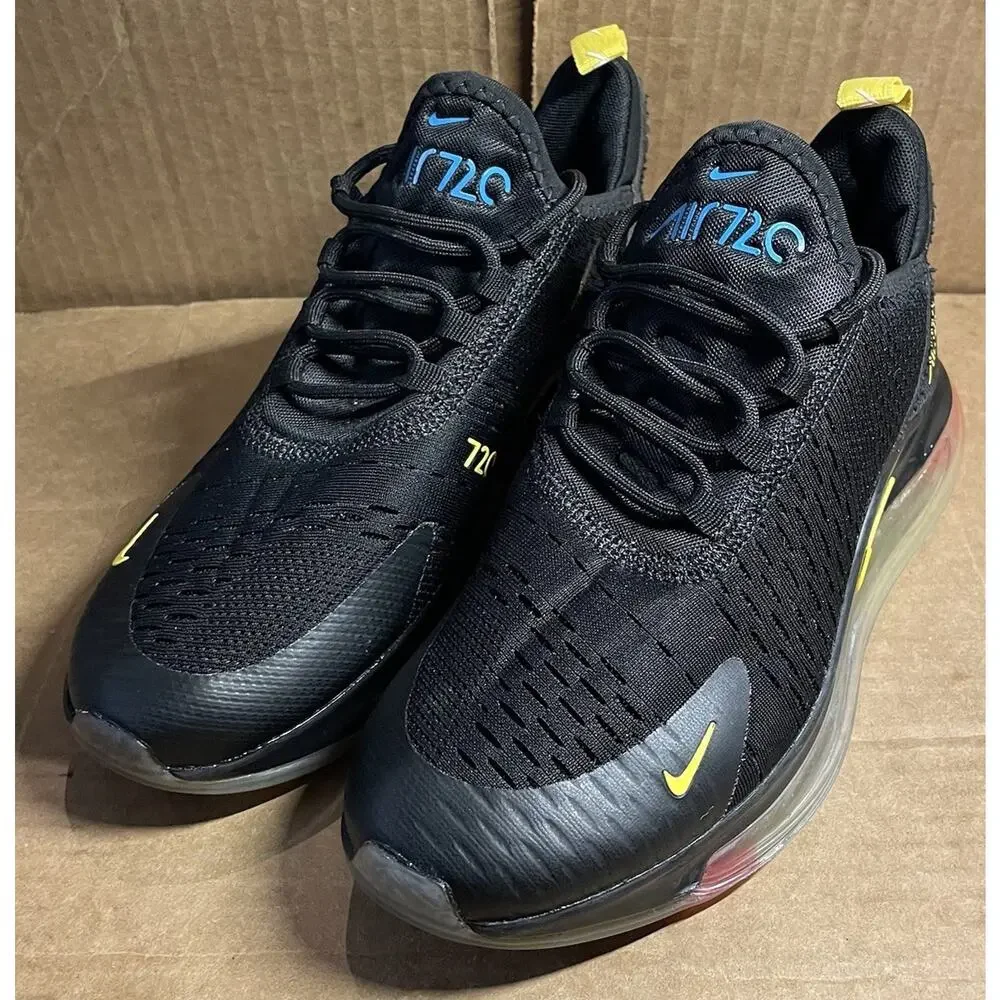 Nike Air Max 720 Black Yellow Shoes Light Use Womens Size 7 Fast Shipping
